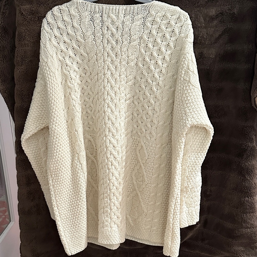 Aran Crafts Cream Cable-Knit Button-Front Cardigan - Picture 5 of 5